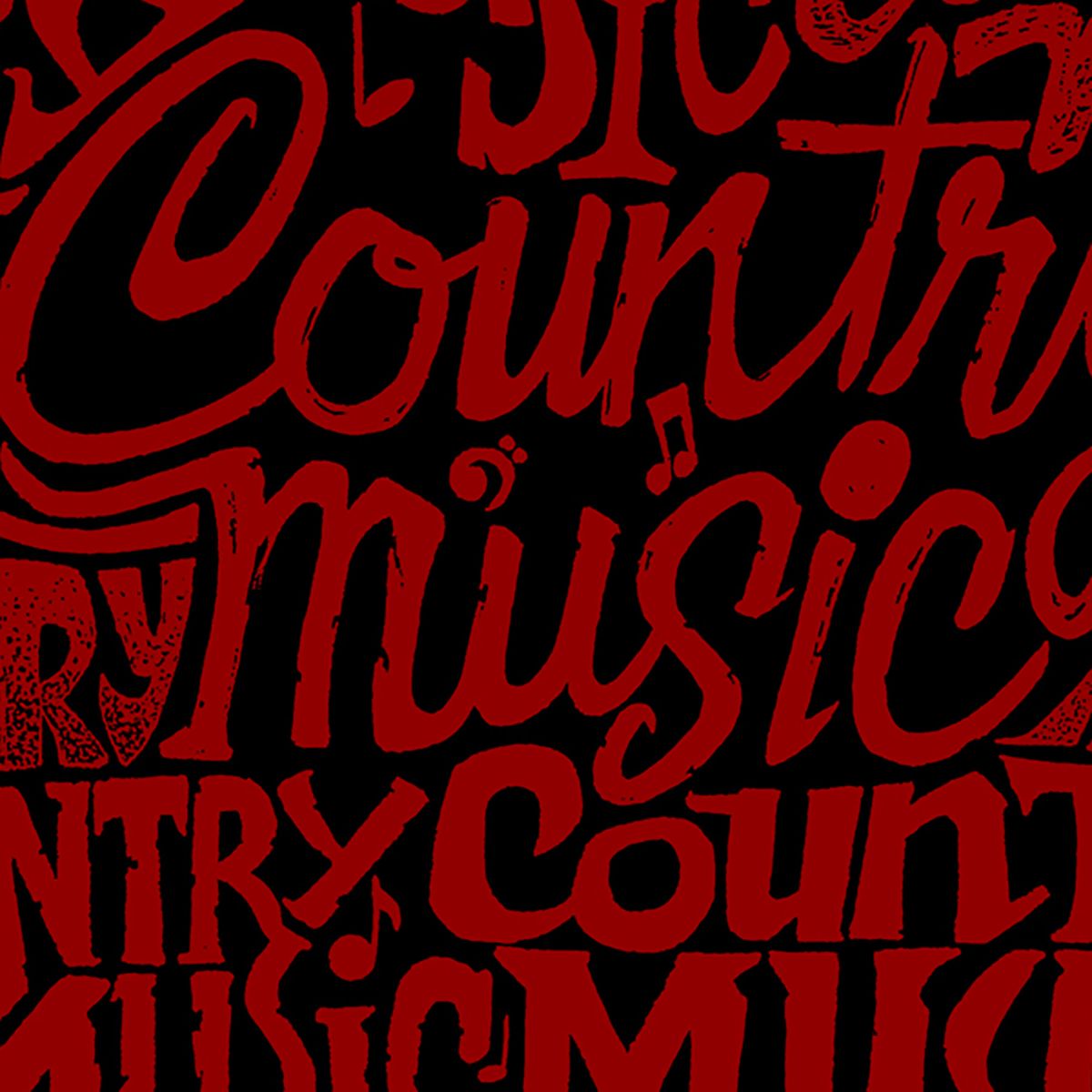 Womens Plus Size Word Art V-Neck - Country Music Heart