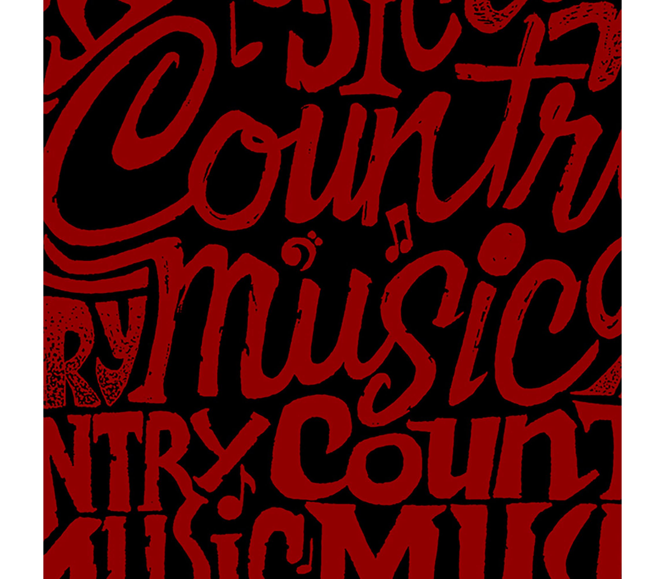 Womens Plus Size Word Art V-Neck - Country Music Heart