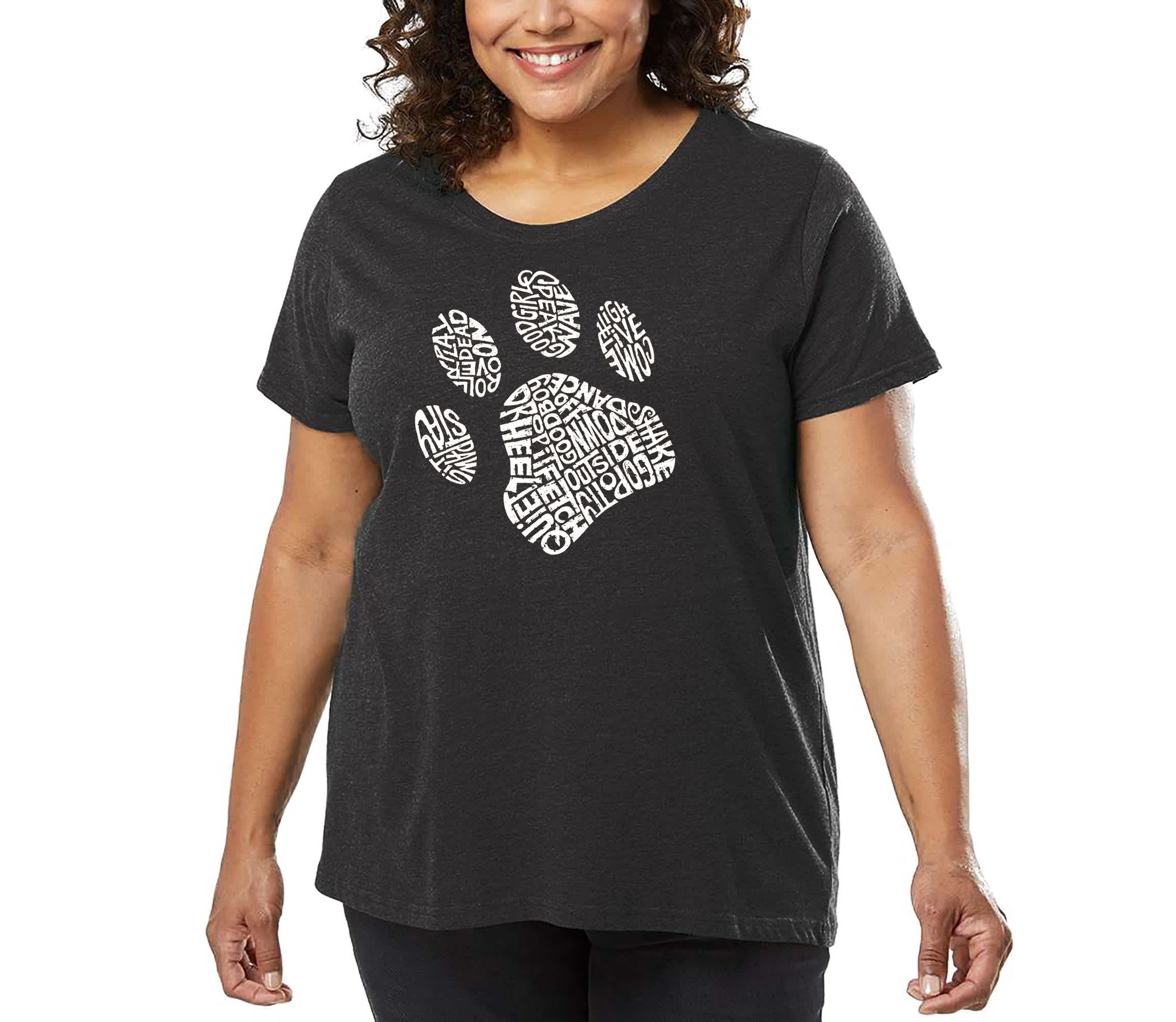 Womens Plus Size Word Art T-shirt - Dog Paw