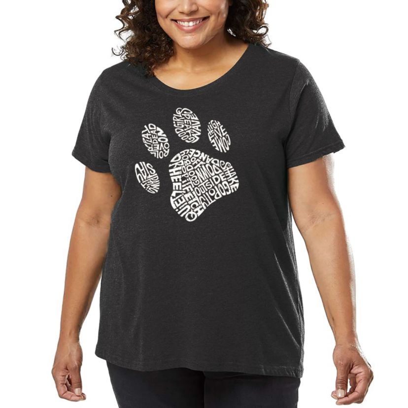 Womens Plus Size Word Art T-shirt - Dog Paw