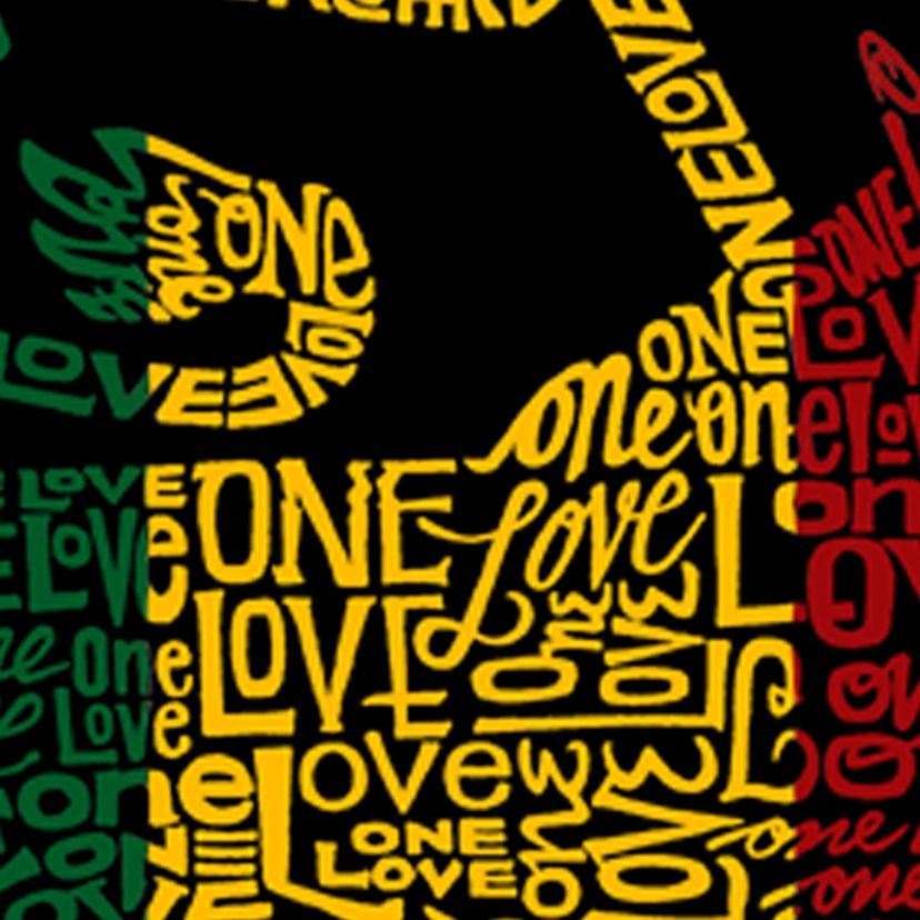 Womens Plus Size Word Art V-Neck - Rasta Lion - One Love