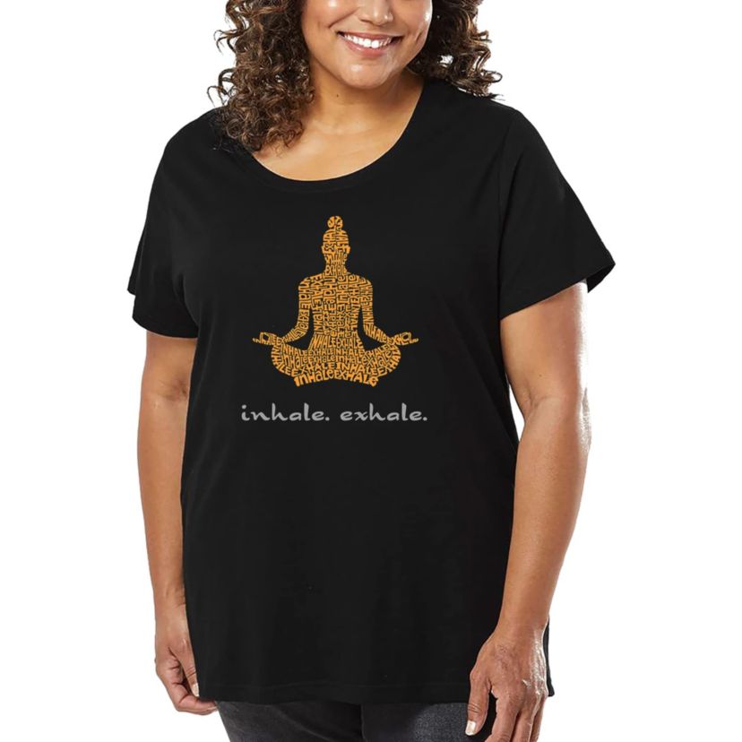 Womens Plus Size Word Art T-shirt - Inhale Exhale