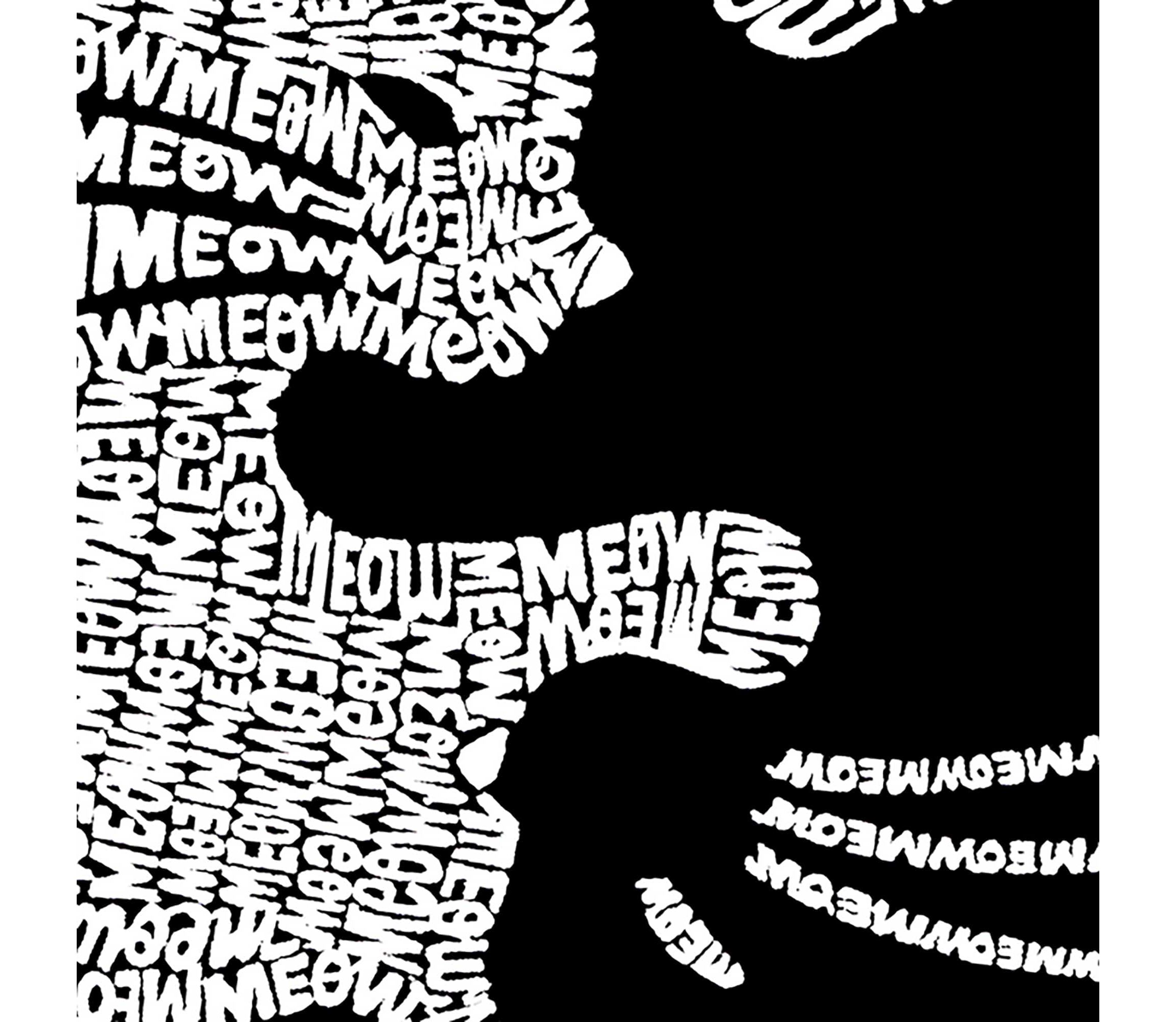 Womens Plus Size Word Art V-Neck - Yin Yang Cat