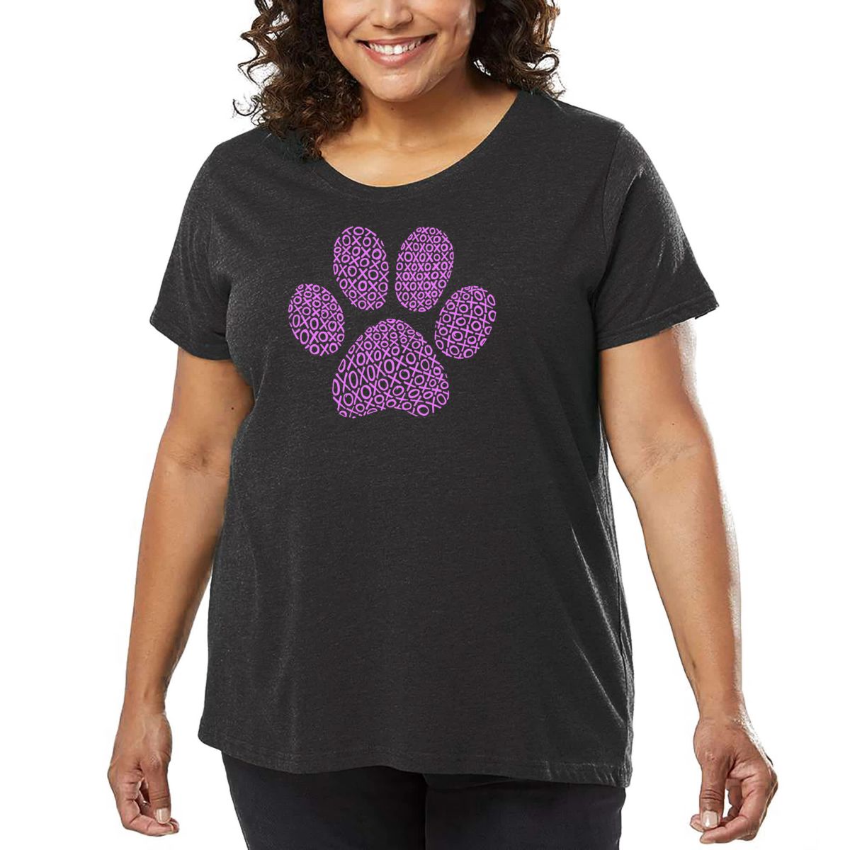 Womens Plus Size Word Art T-shirt - XOXO Dog Paw