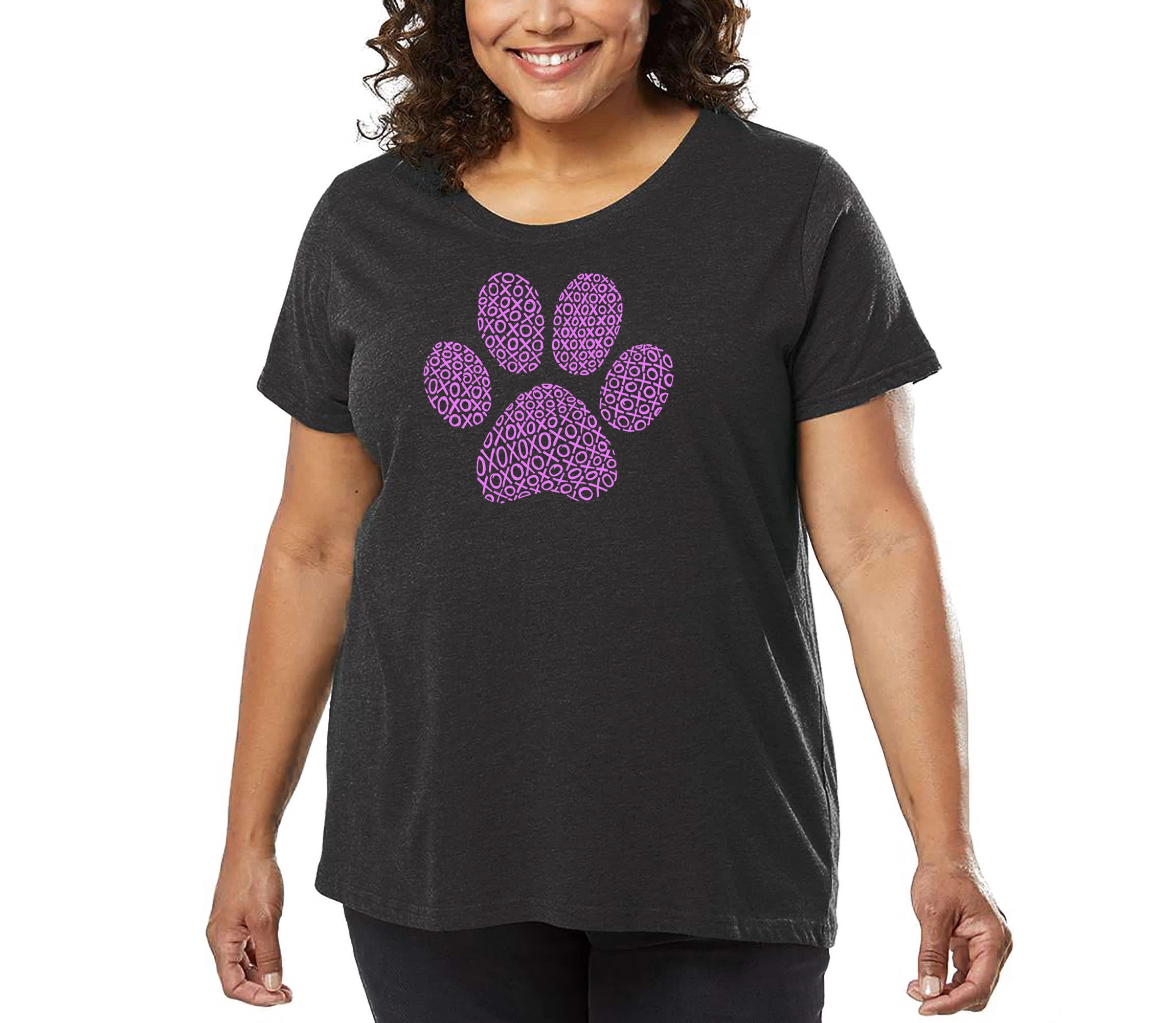 Womens Plus Size Word Art T-shirt - XOXO Dog Paw