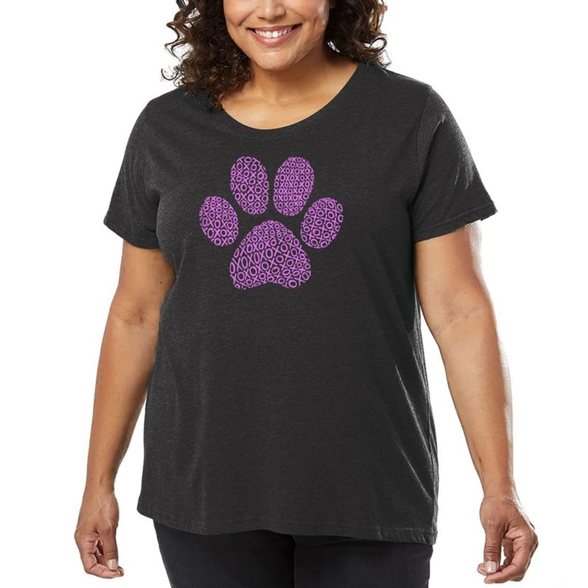 Womens Plus Size Word Art T-shirt - XOXO Dog Paw