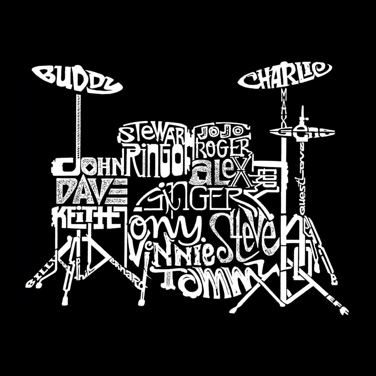 Womens Plus Size Word Art T-shirt - Drums