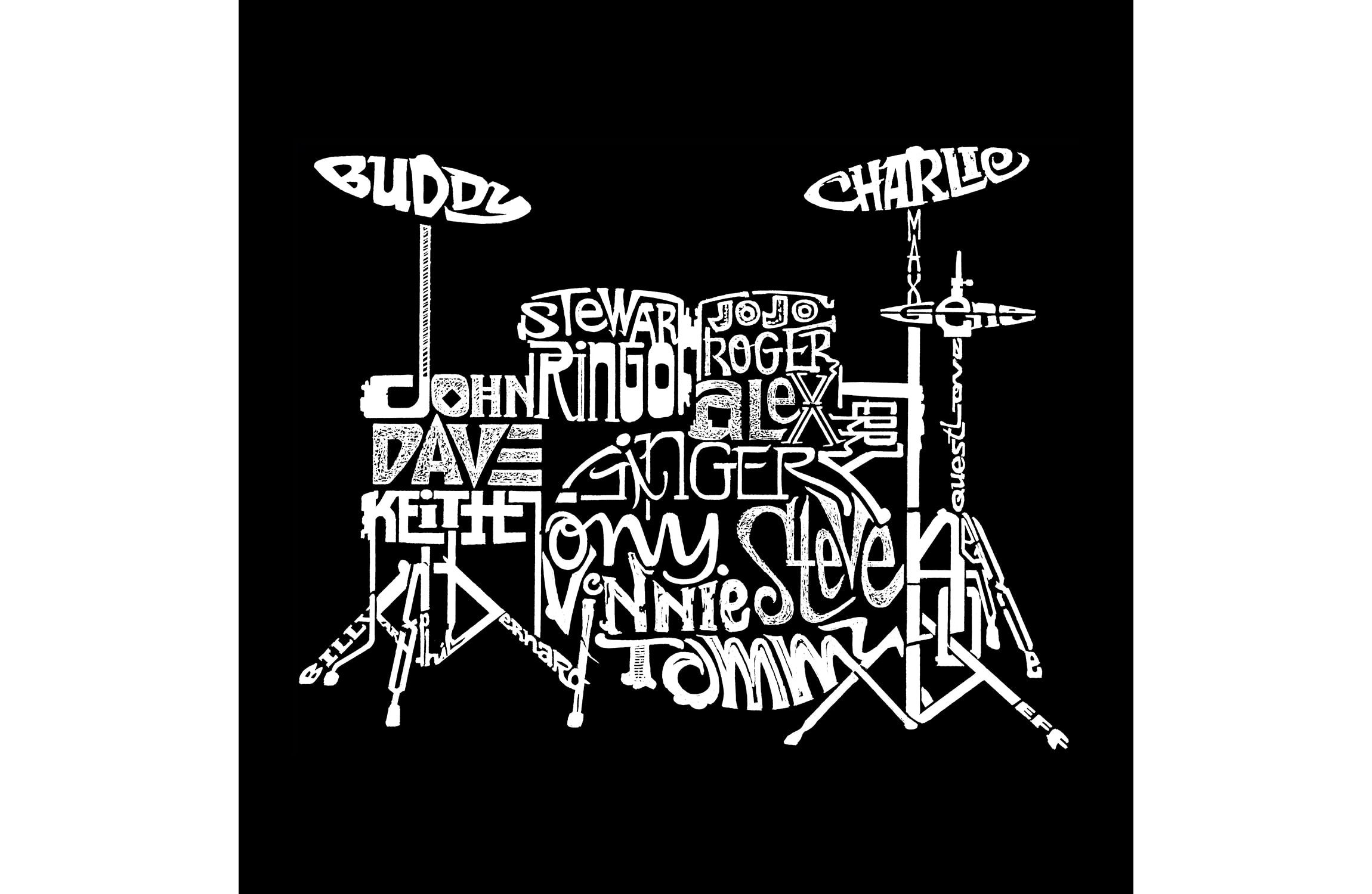 Womens Plus Size Word Art T-shirt - Drums
