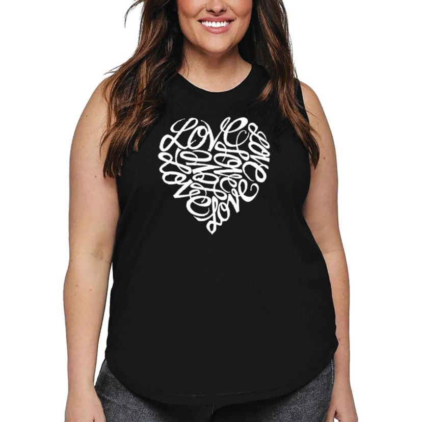 Cursive Heart - Womens Plus Size Word Art Tank Top