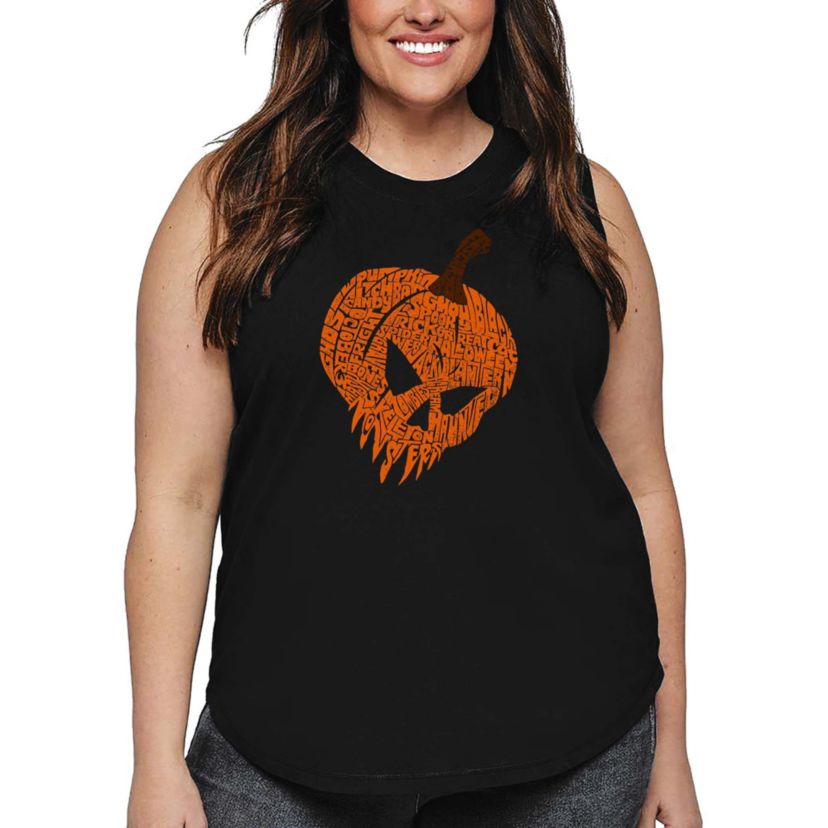 Evil Pumpkin - Womens Plus Size Word Art Tank Top