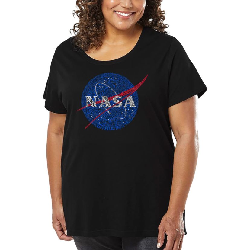 Womens Plus Size Word Art T-shirt - NASAs Most Notable Missions