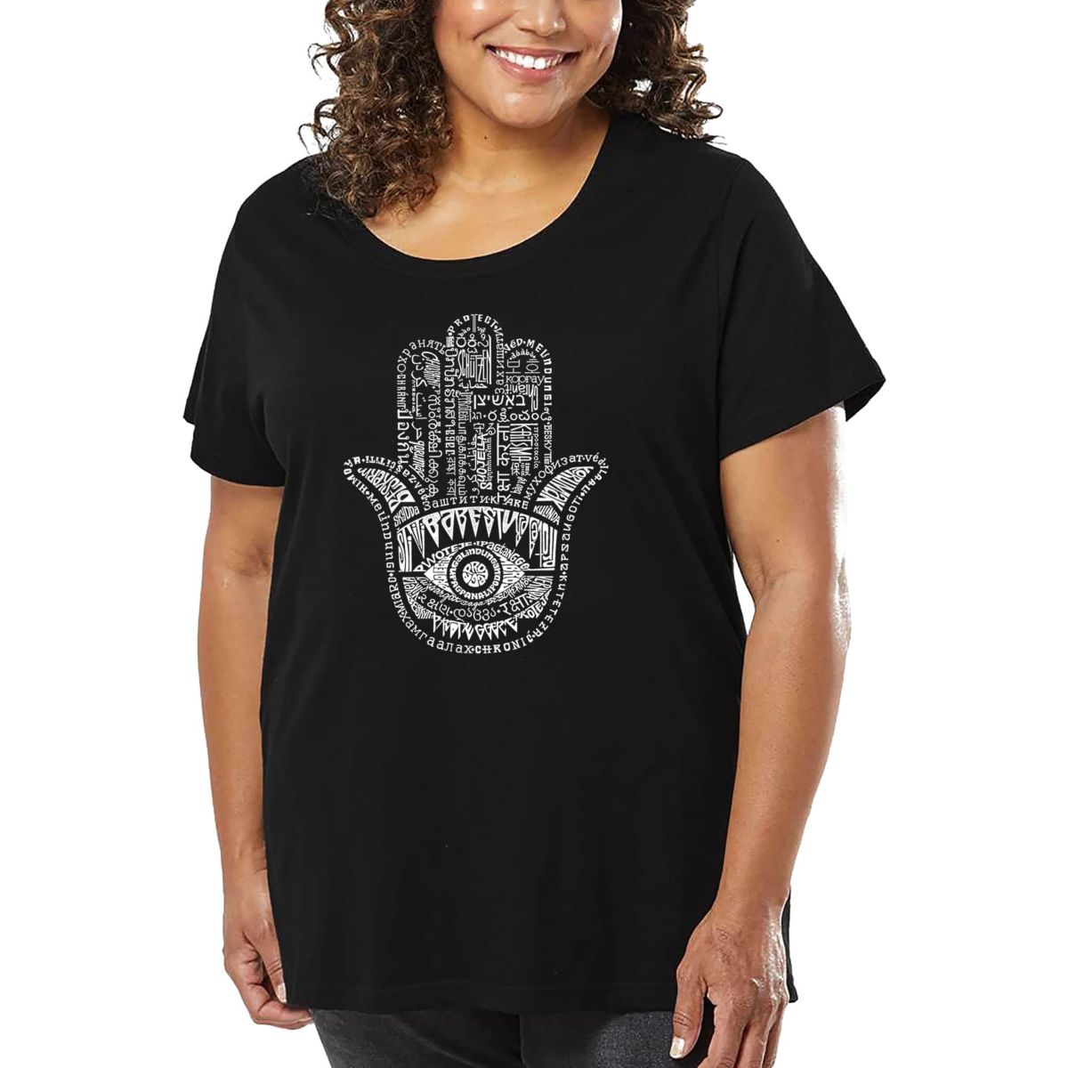 Womens Plus Size Word Art T-shirt - Hamsa