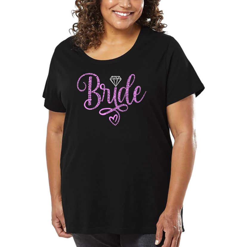 Womens Plus Size Word Art T-shirt - Bride