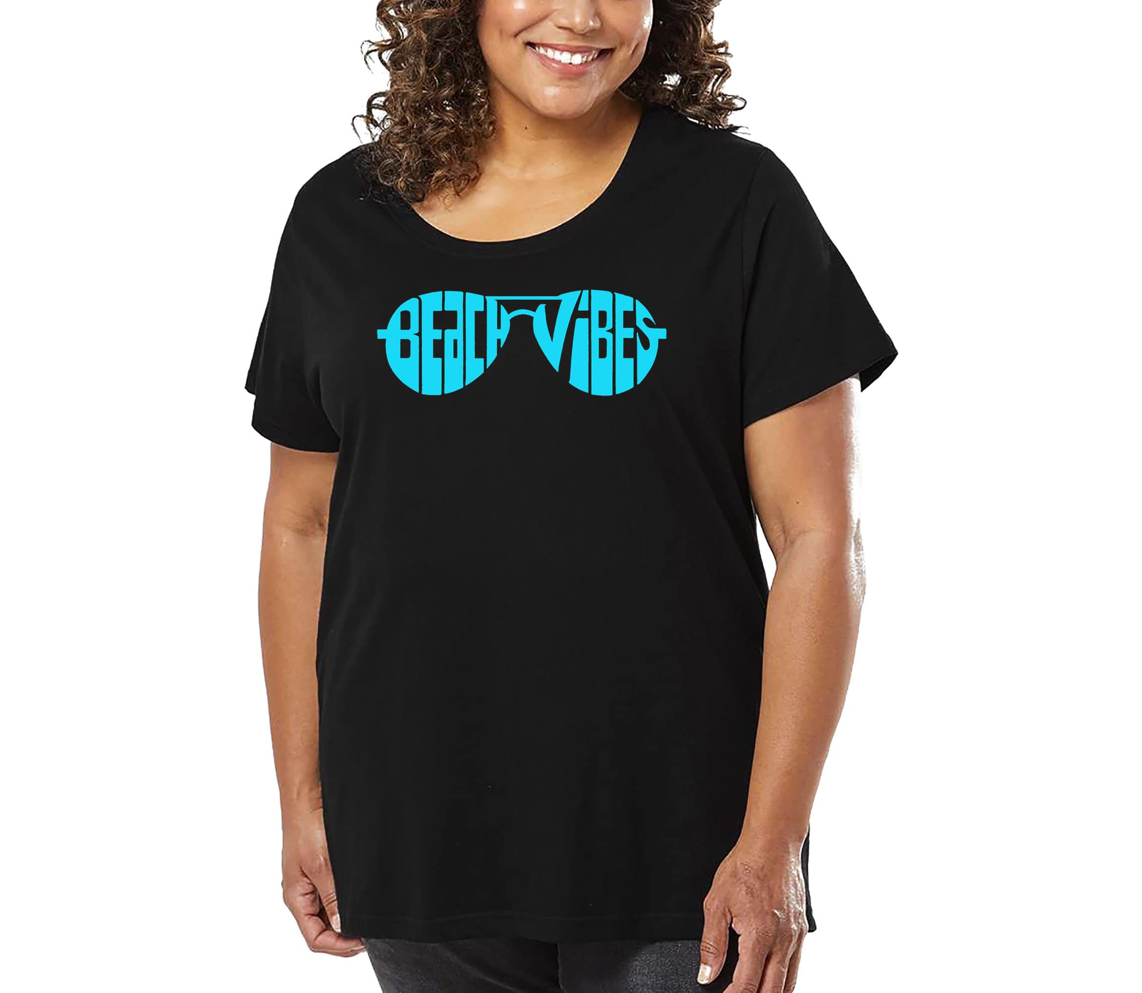 Beach Vibes - Womens Plus Size Word Art T-Shirt