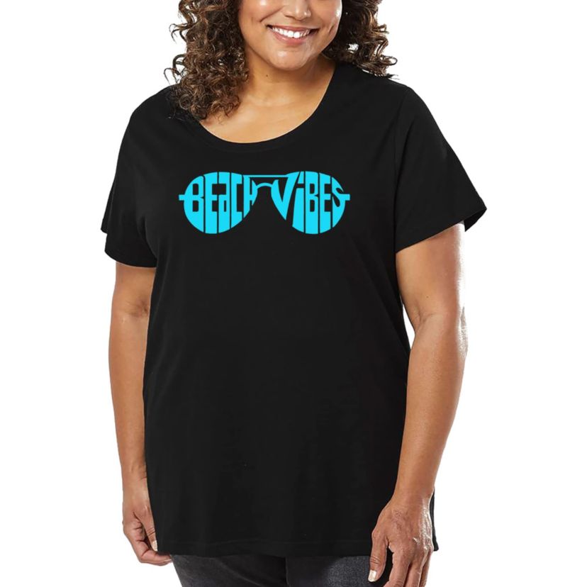 Beach Vibes - Womens Plus Size Word Art T-Shirt