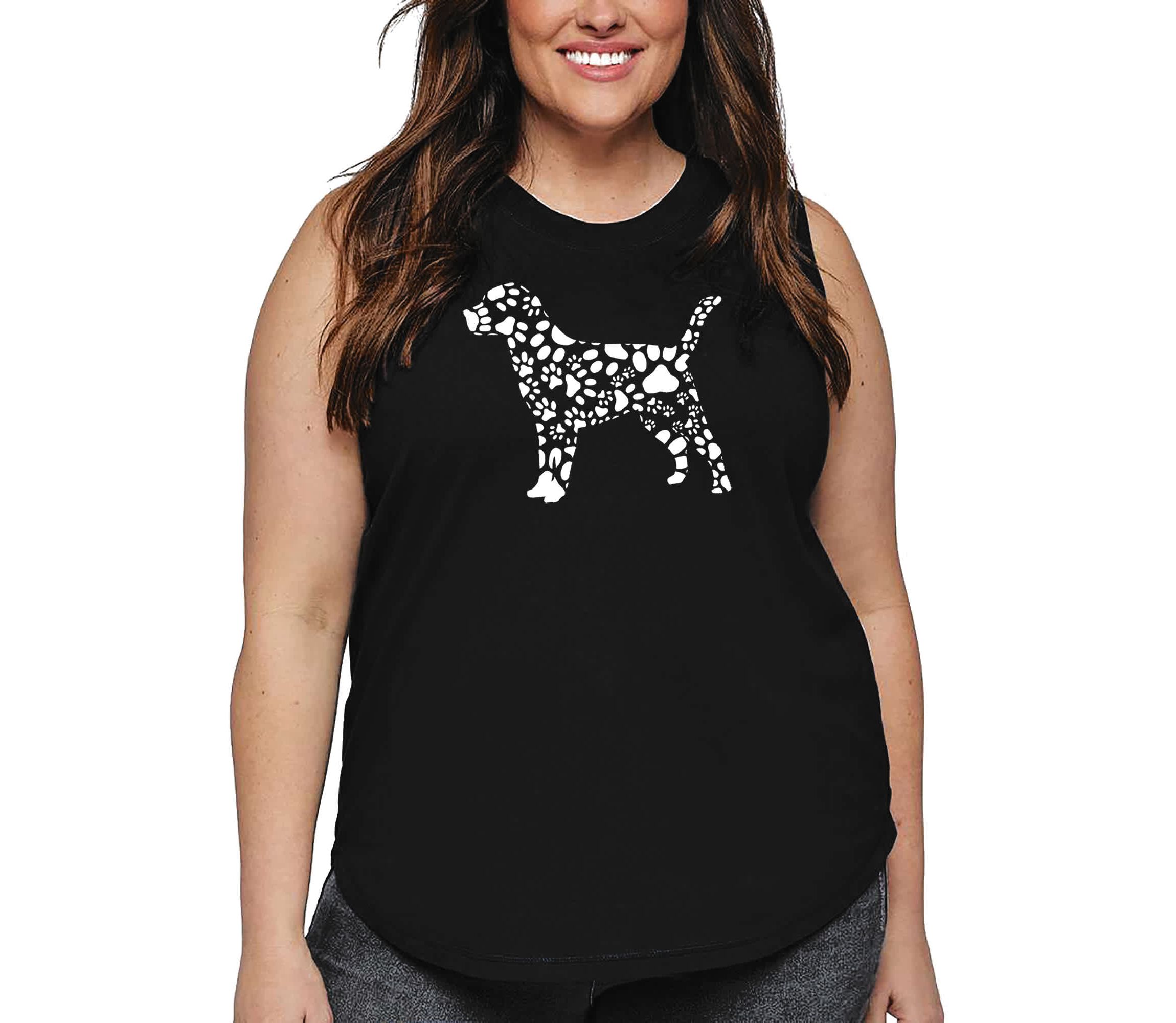 Womens Plus Size Word Art Tank Top - Dog Paw Prints