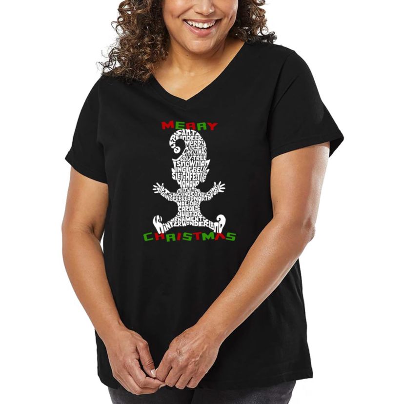 Christmas Elf - Womens Plus Size Word Art V-Neck