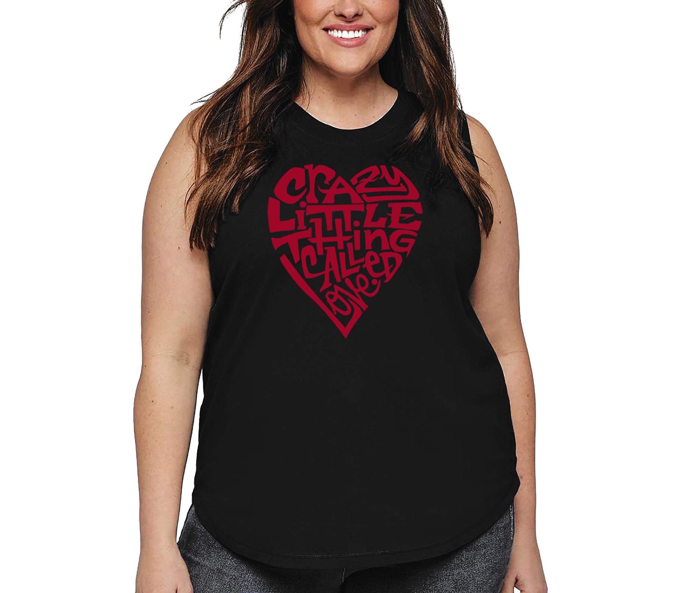 Womens Plus Size Word Art Tank Top - Crazy Little Thing Called Love