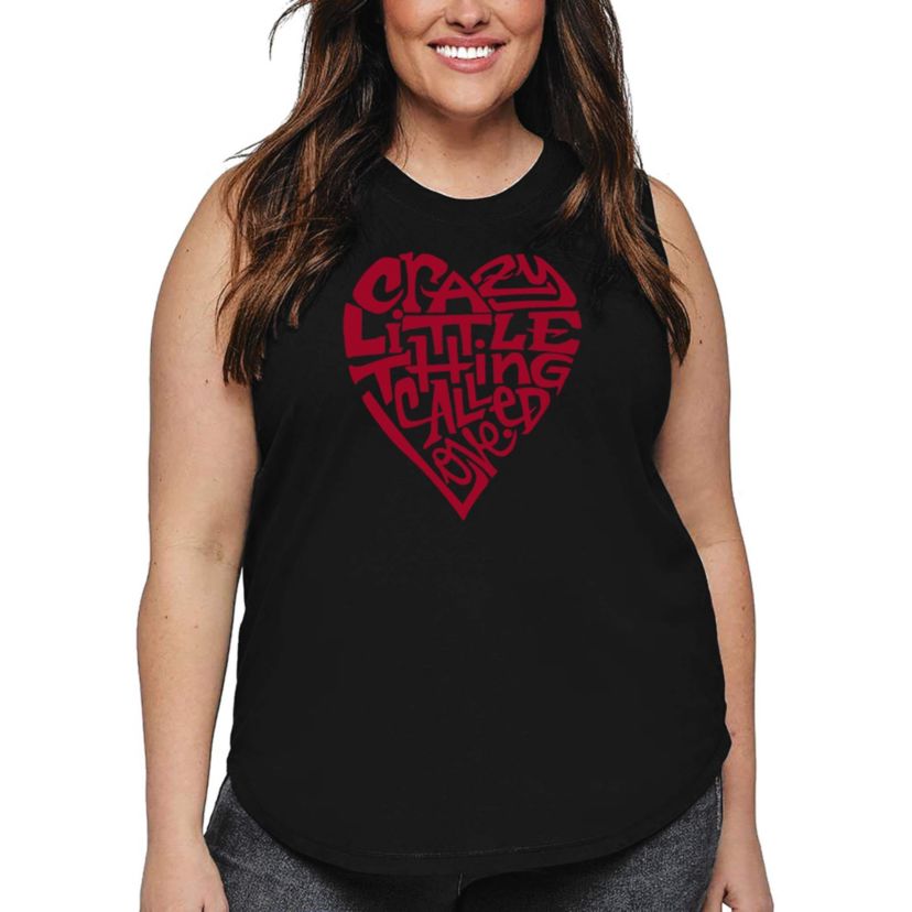 Womens Plus Size Word Art Tank Top - Crazy Little Thing Called Love