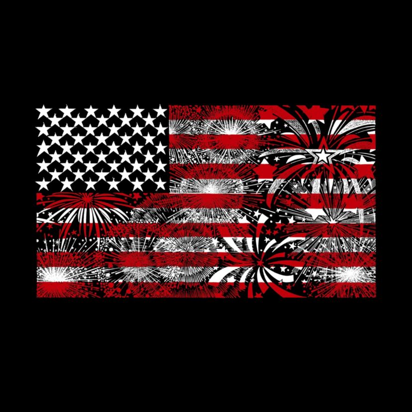 Womens Plus Size Word Art Tank Top - Fireworks American Flag