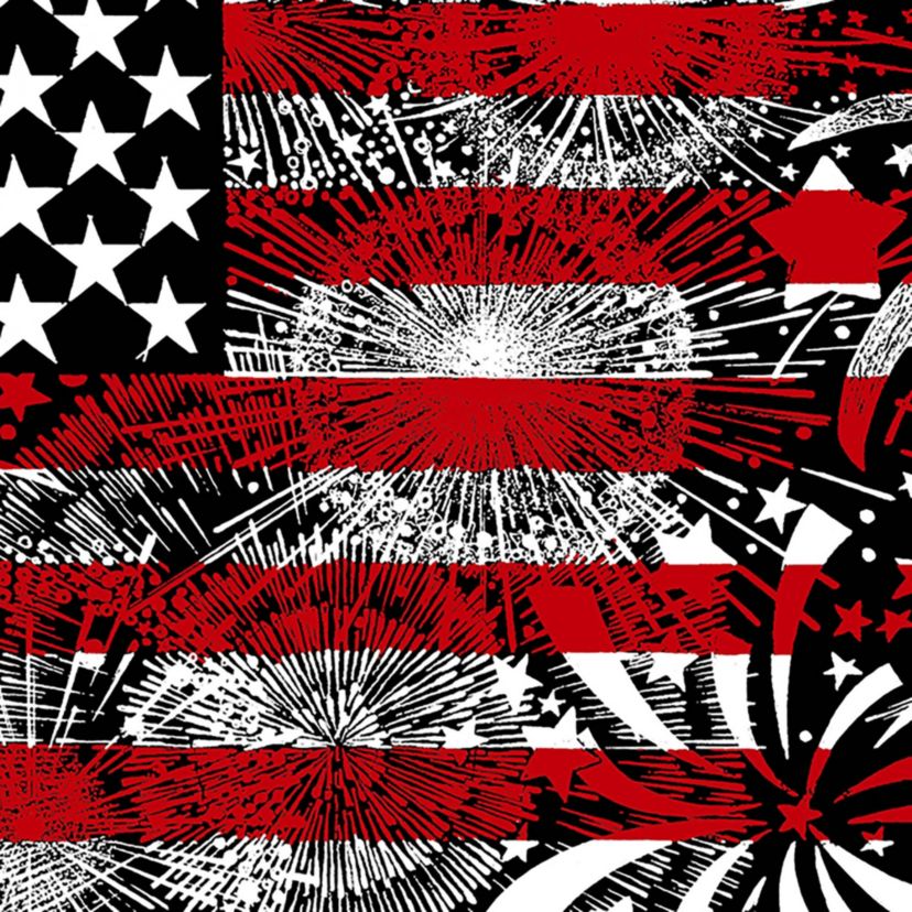 Womens Plus Size Word Art Tank Top - Fireworks American Flag