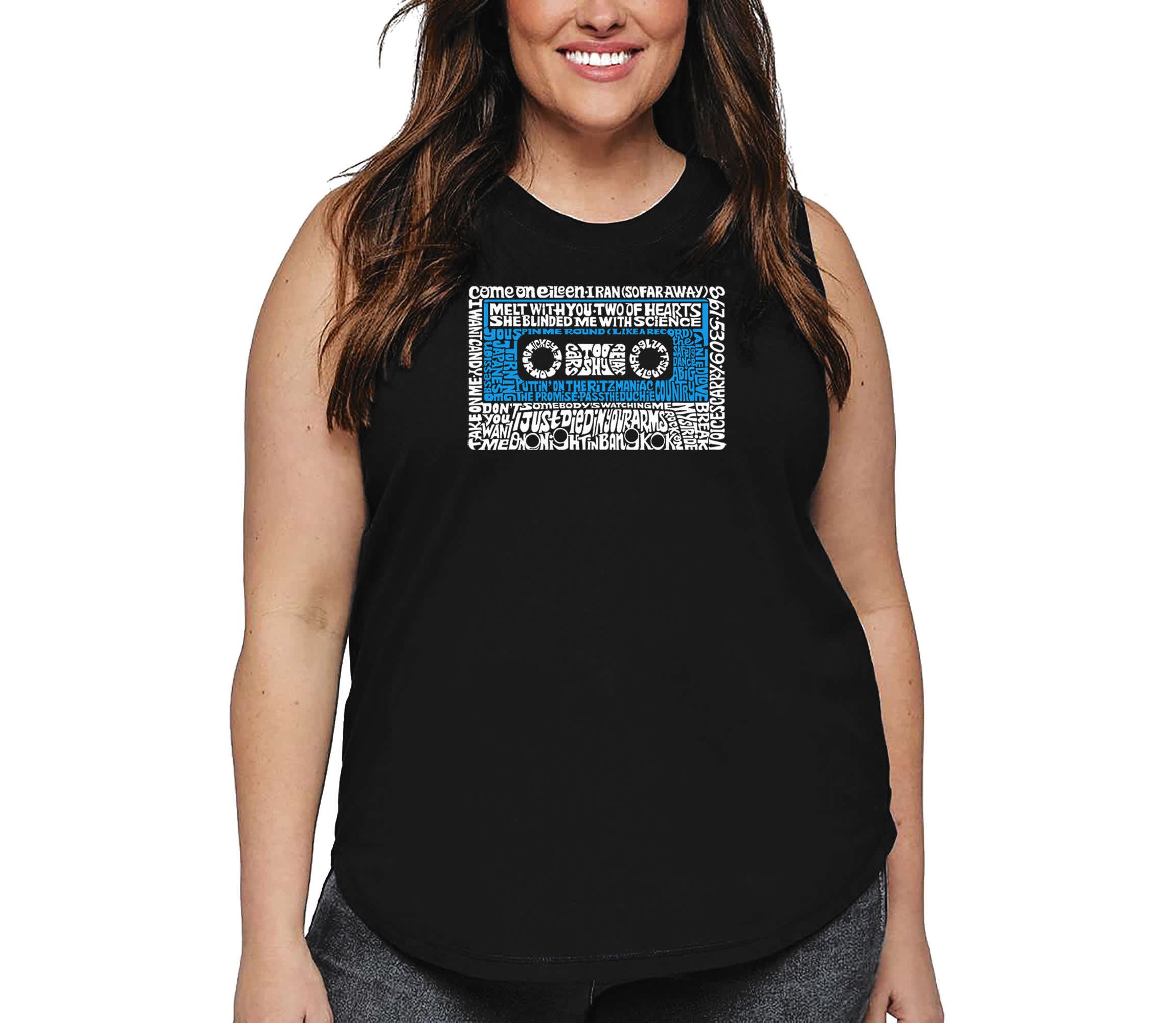 Womens Plus Size Word Art Tank Top - 80s One Hit Wonders