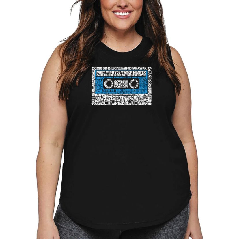 Womens Plus Size Word Art Tank Top - 80s One Hit Wonders