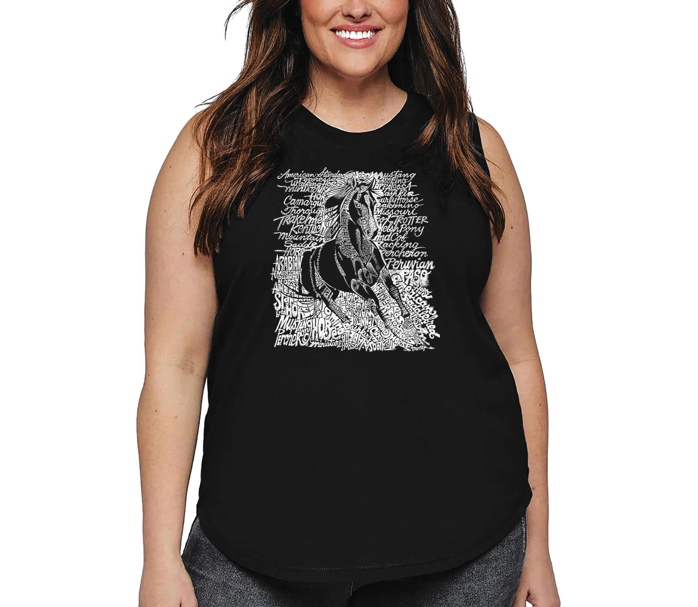 Womens Plus Size Word Art Tank Top - POPULAR HORSE BREEDS