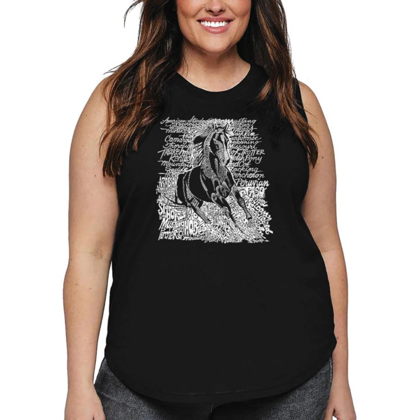 Womens Plus Size Word Art Tank Top - POPULAR HORSE BREEDS