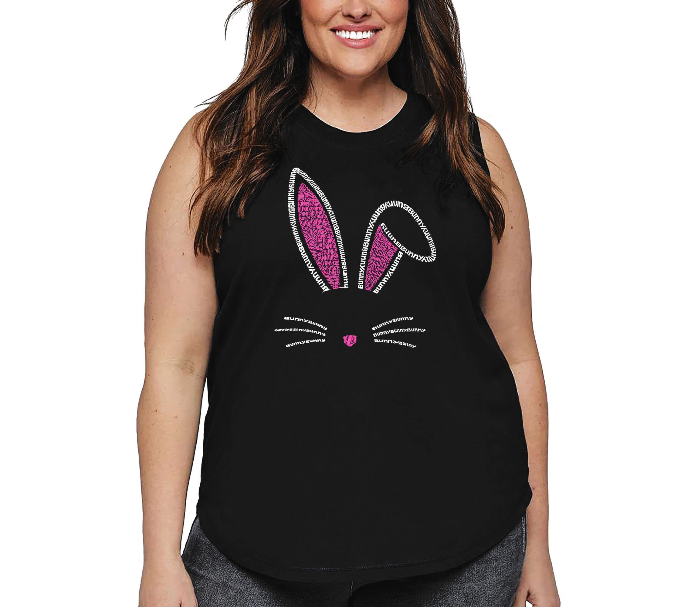 Womens Plus Size Word Art Tank Top - Bunny Ears