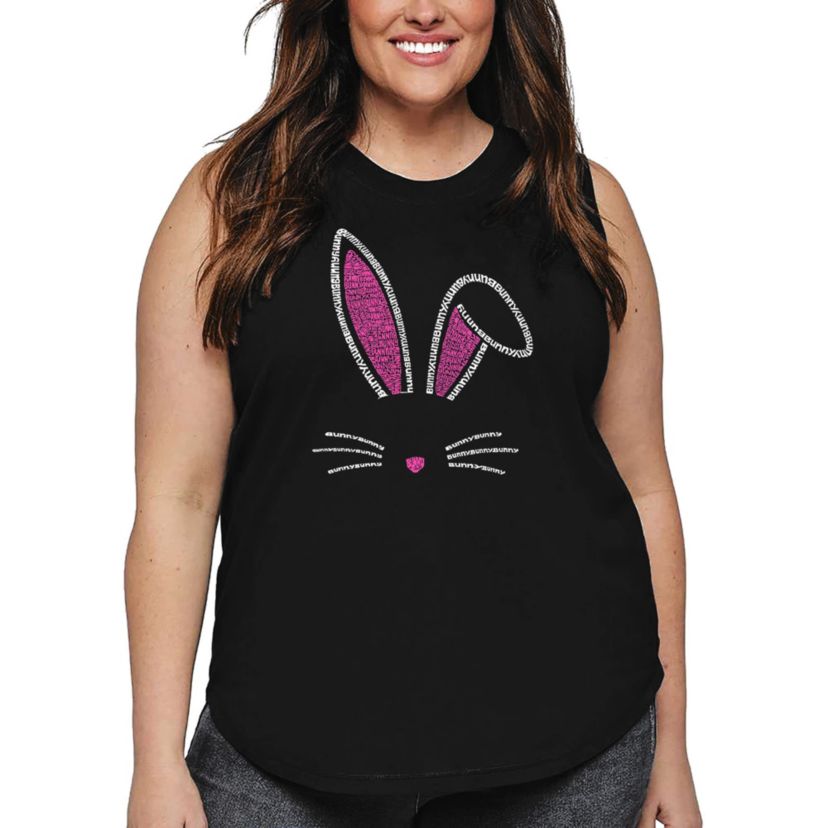 Womens Plus Size Word Art Tank Top - Bunny Ears