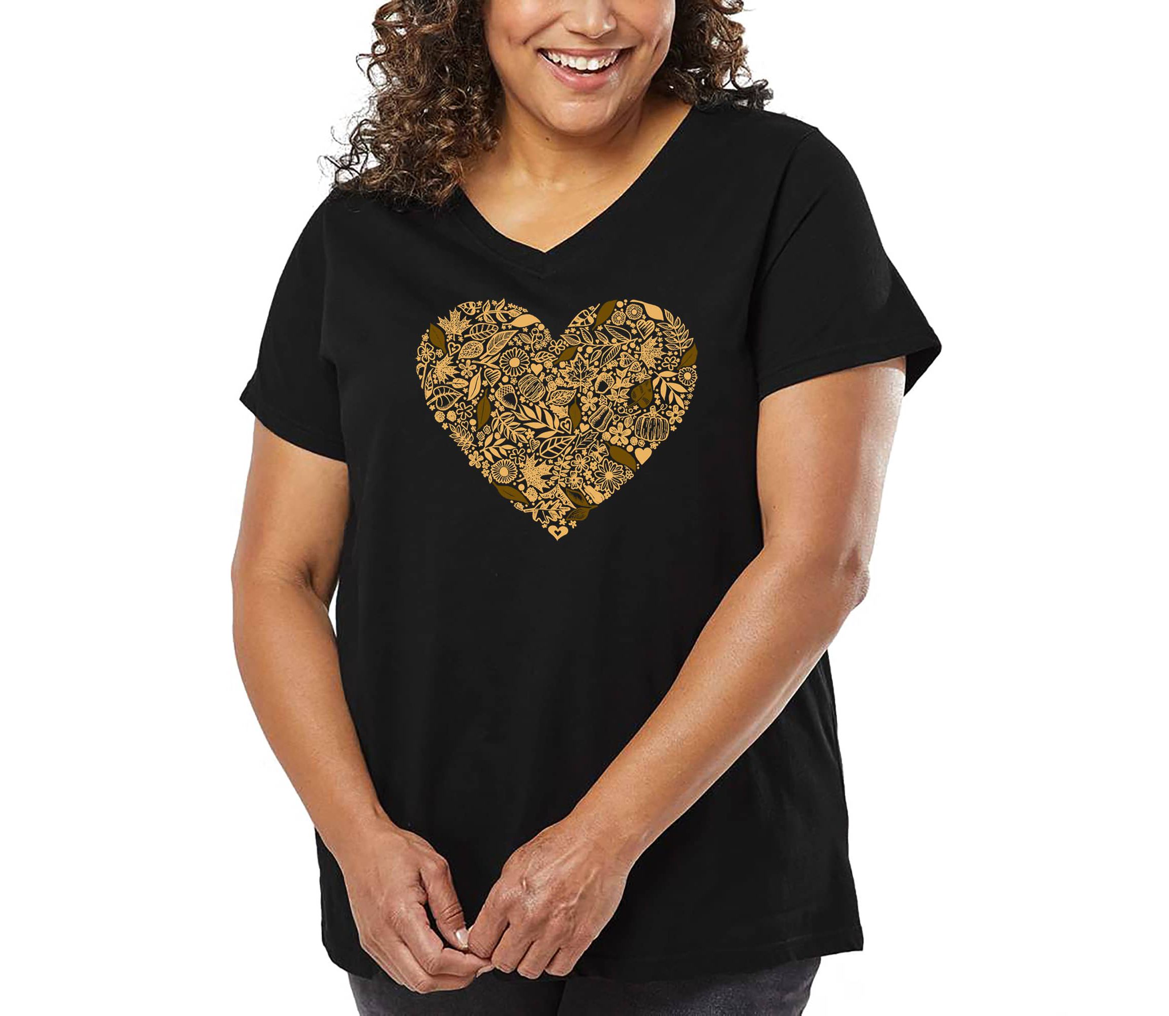 Fall Vibes  - Womens Plus Size Word Art V-Neck
