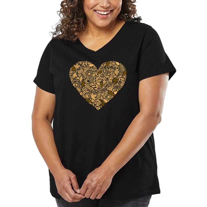 Fall Vibes  - Womens Plus Size Word Art V-Neck