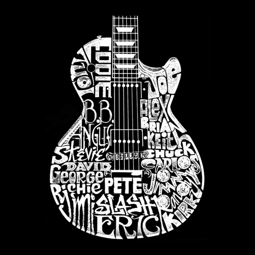 Womens Plus Size Word Art Tank Top - Rock Guitar Head