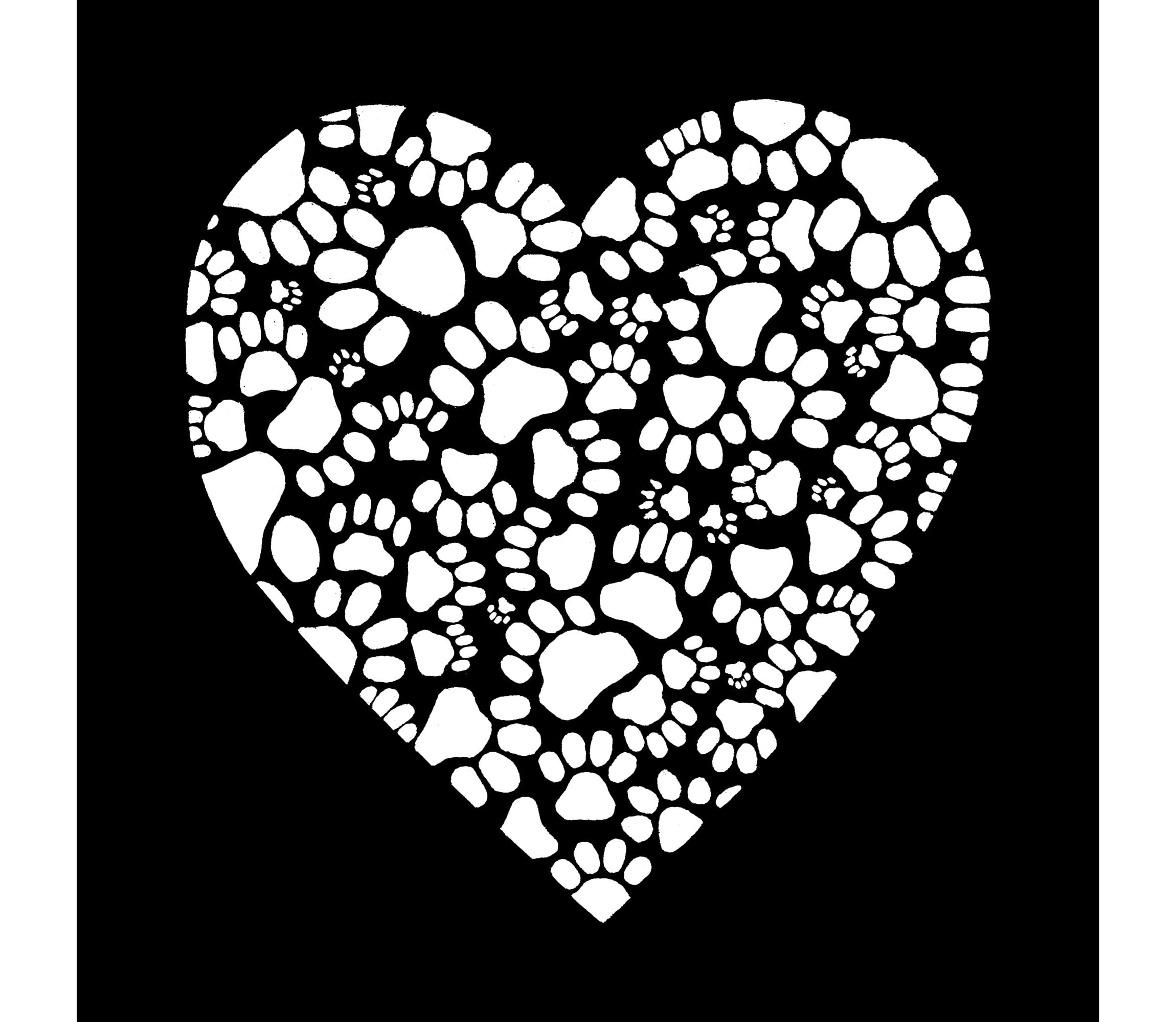 Womens Plus Size Word Art Tank Top - Paw Prints Heart