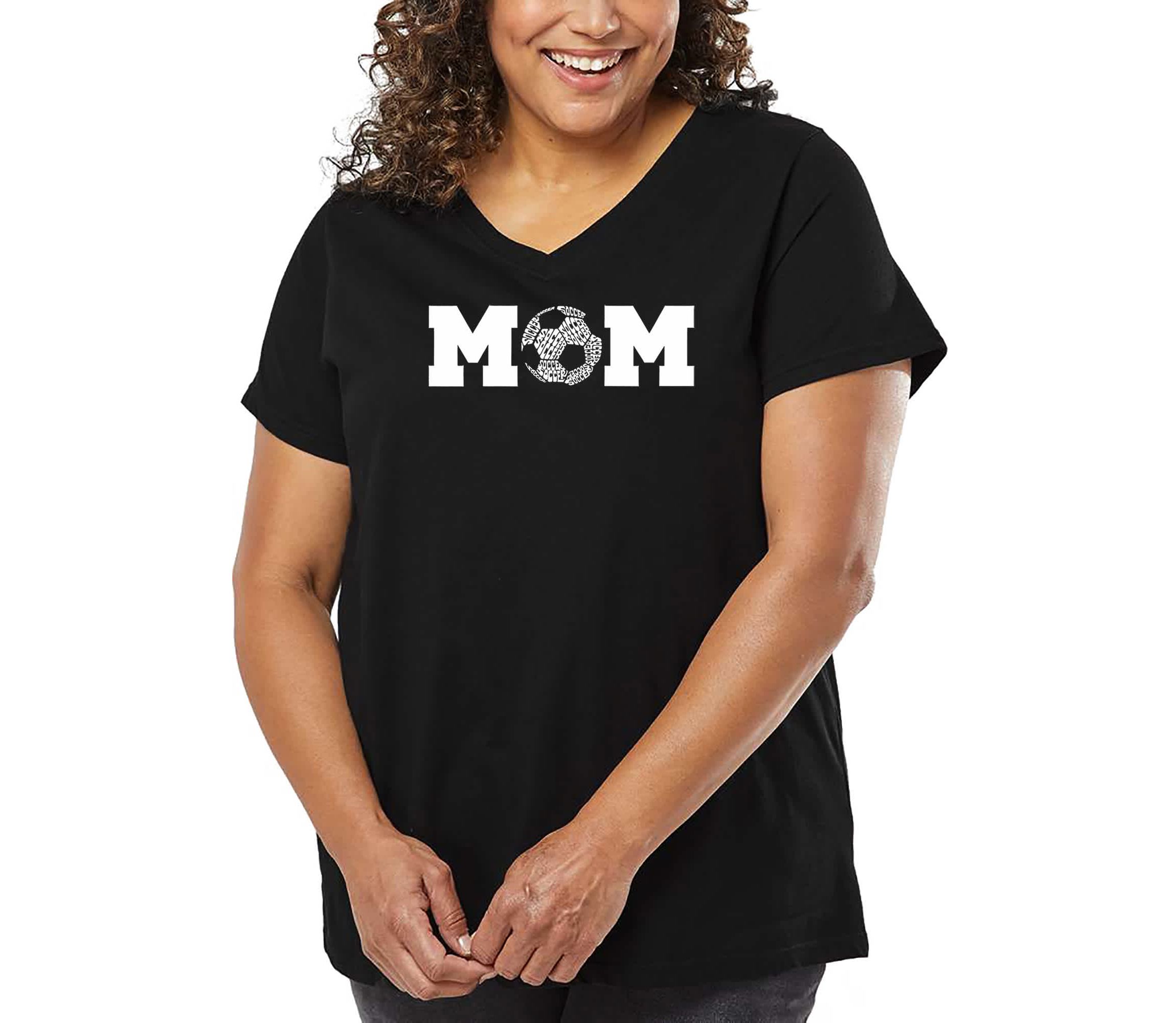 Soccer Mom - Womens Plus Size Word Art V-Neck