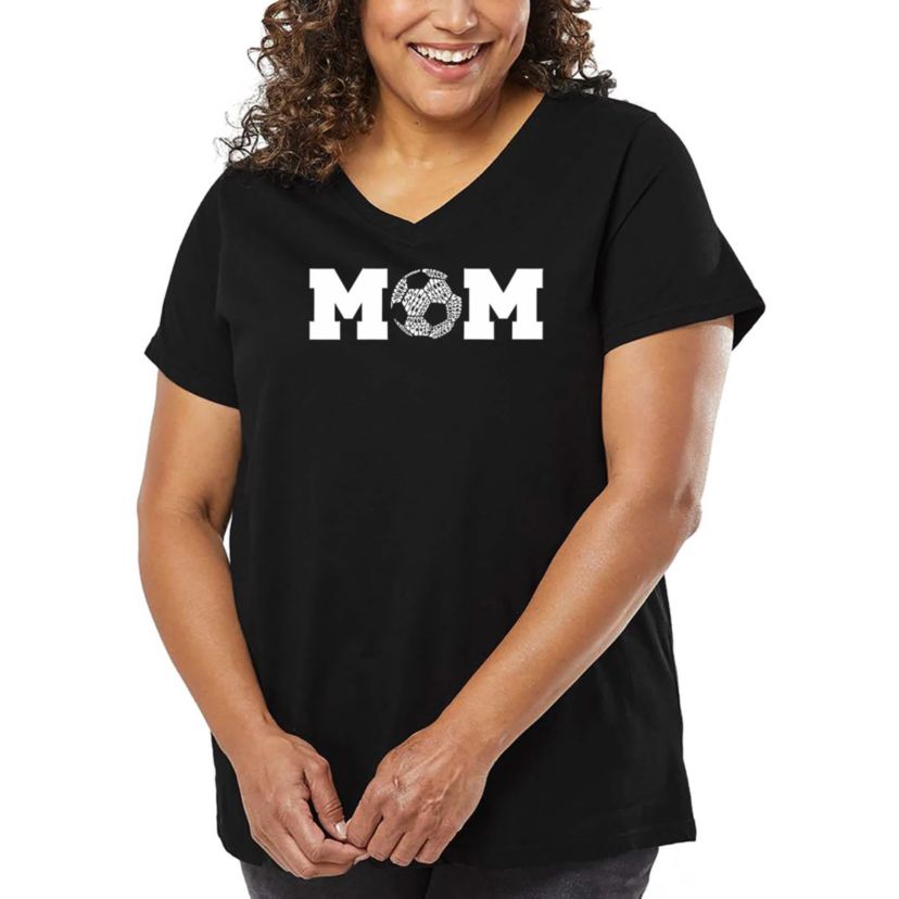 Soccer Mom - Womens Plus Size Word Art V-Neck