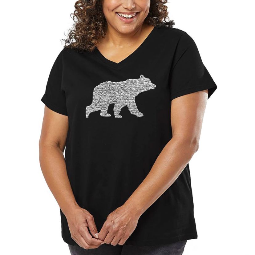 Womens Plus Size Word Art V-Neck - Mama Bear