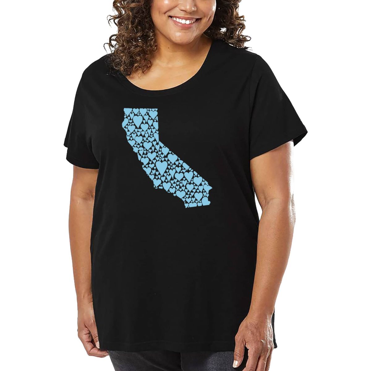 Womens Plus Size Word Art T-shirt - California Hearts