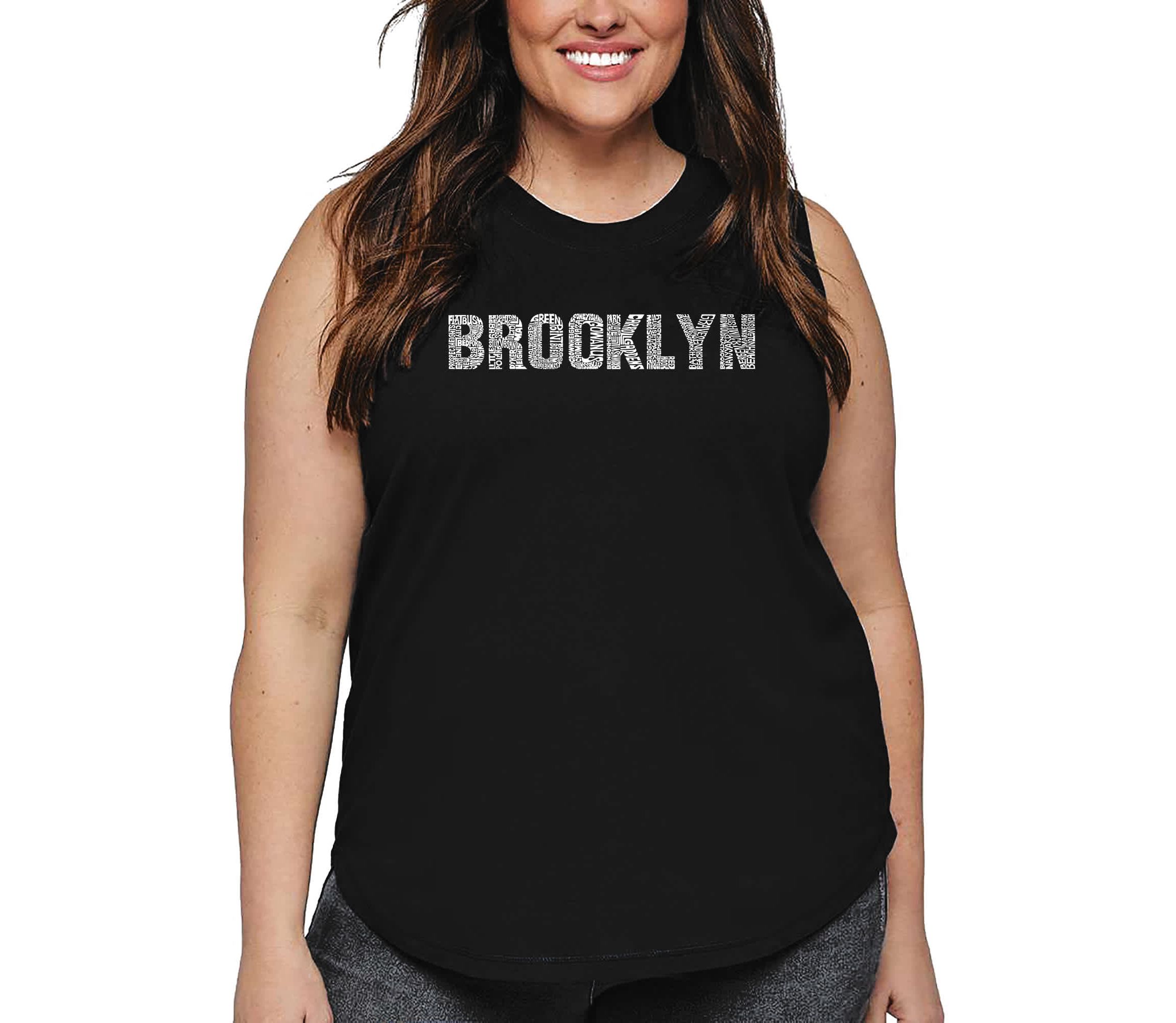 Womens Plus Size Word Art Tank Top - BROOKLYN NEIGHBORHOODS