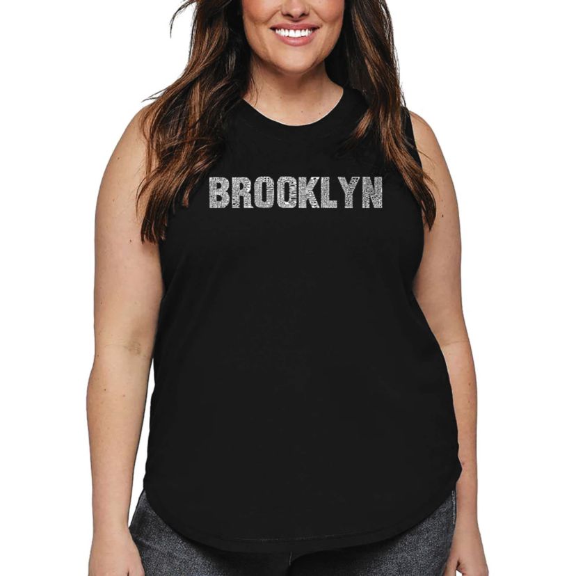 Womens Plus Size Word Art Tank Top - BROOKLYN NEIGHBORHOODS