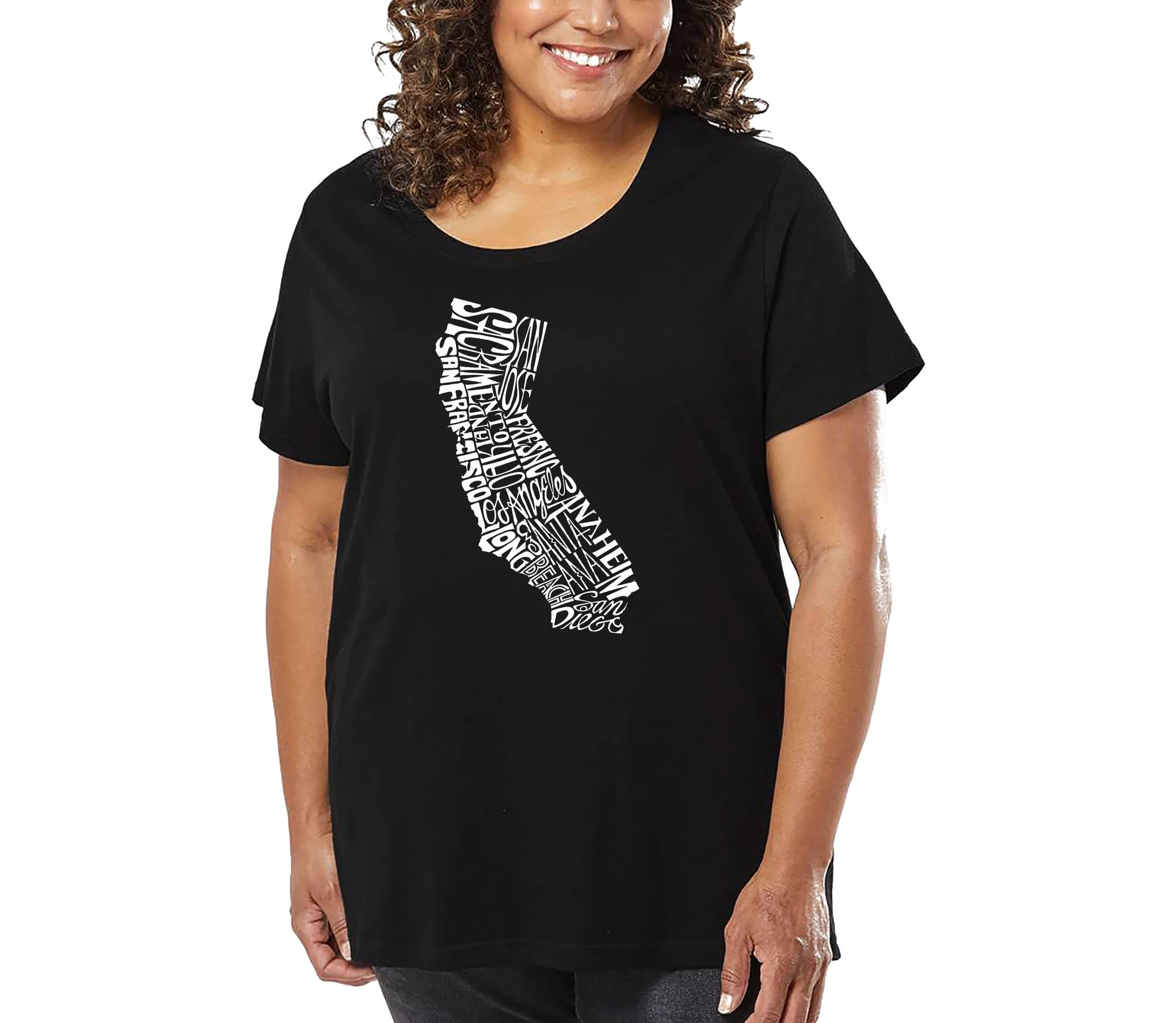 Womens Plus Size Word Art T-shirt - California State