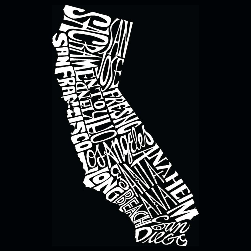Womens Plus Size Word Art T-shirt - California State