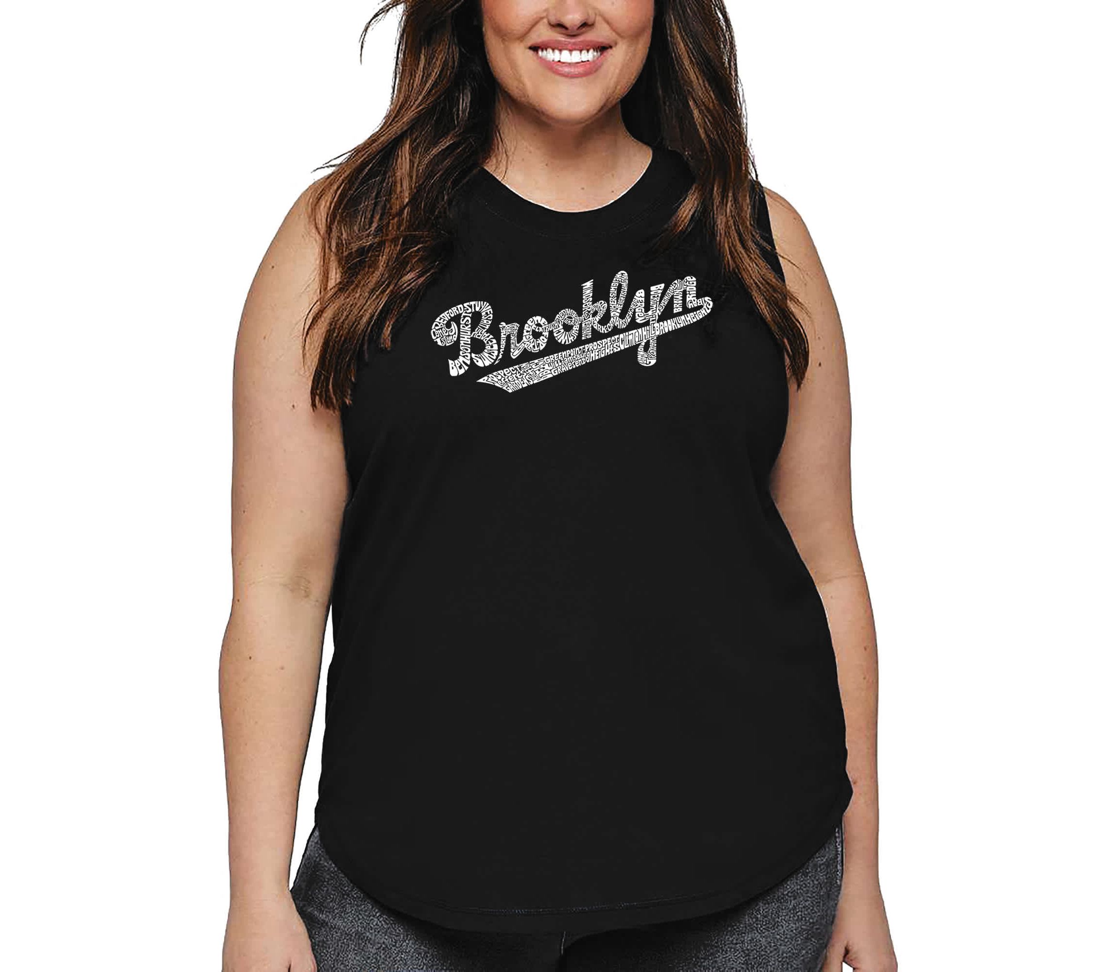 Womens Plus Size Word Art Tank Top - Brooklyn Neighborhoods