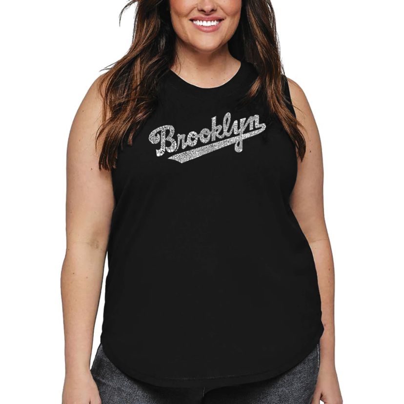 Womens Plus Size Word Art Tank Top - Brooklyn Neighborhoods