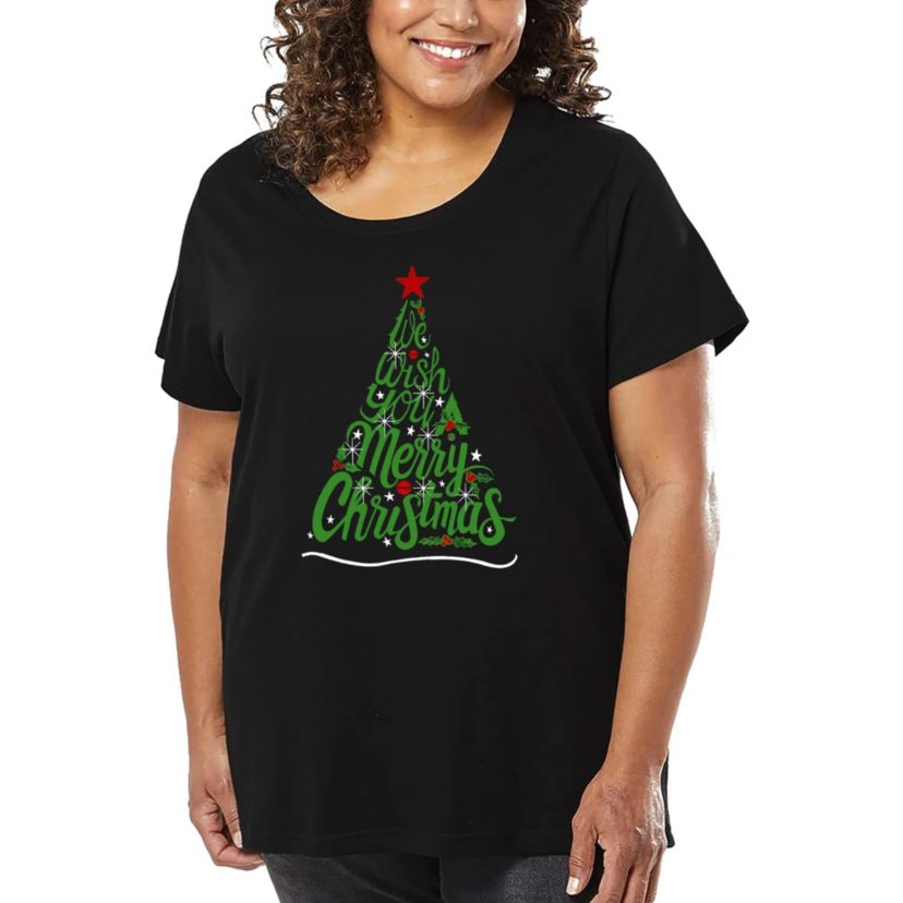 We Wish You A Merry Christmas - Womens Plus Size Word Art T-Shirt