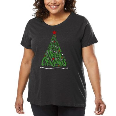 LA Pop Art We Wish You A Merry Christmas - Women's Plus Size Word Art T-Shirt, Grey, 4X