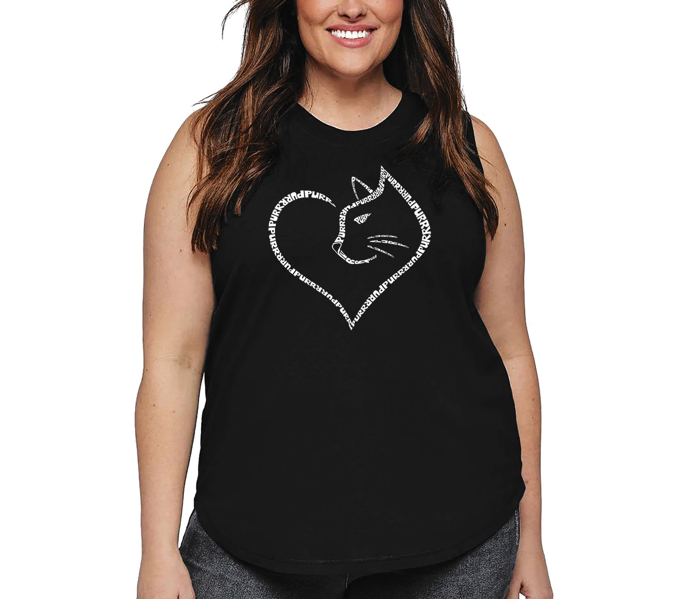 Cat Heart - Womens Plus Size Word Art Tank Top