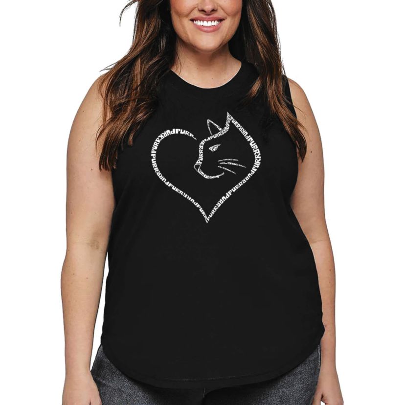 Cat Heart - Womens Plus Size Word Art Tank Top