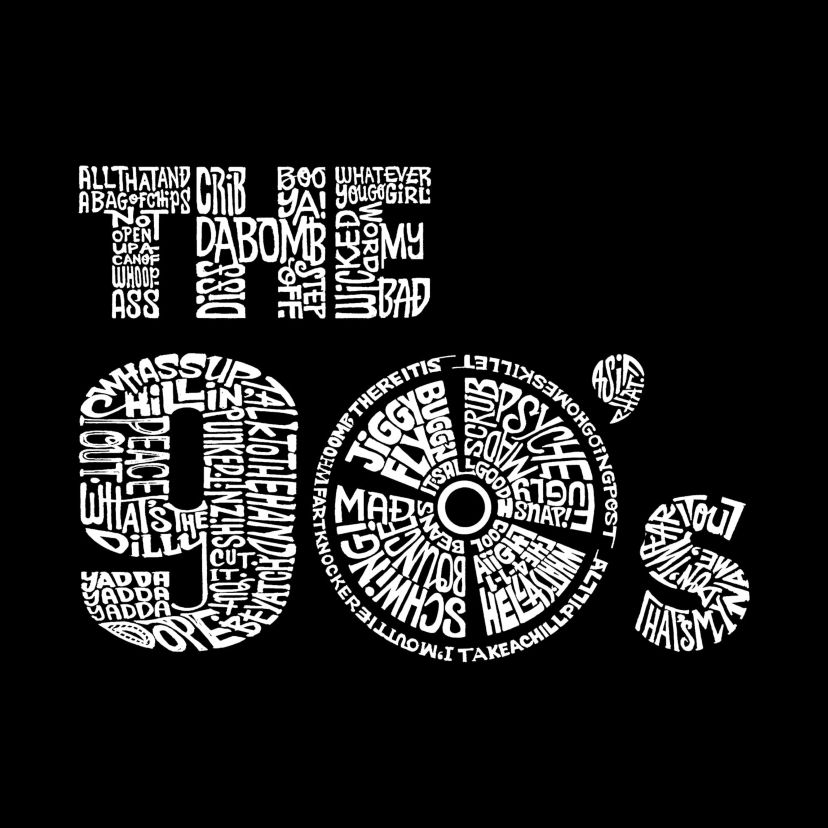 Womens Plus Size Word Art V-Neck - 90S